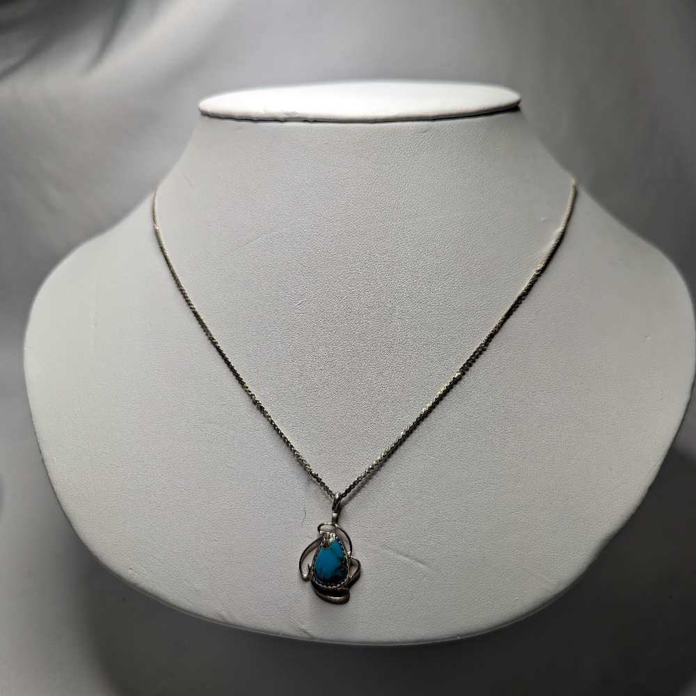Sterling Silver Turquoise with Copper Matrix Necklace